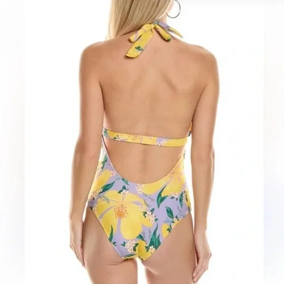 Farm Rio Floral Halter Neck One-Piece Swimsuit Size XS NWT - Picture 2 of 3